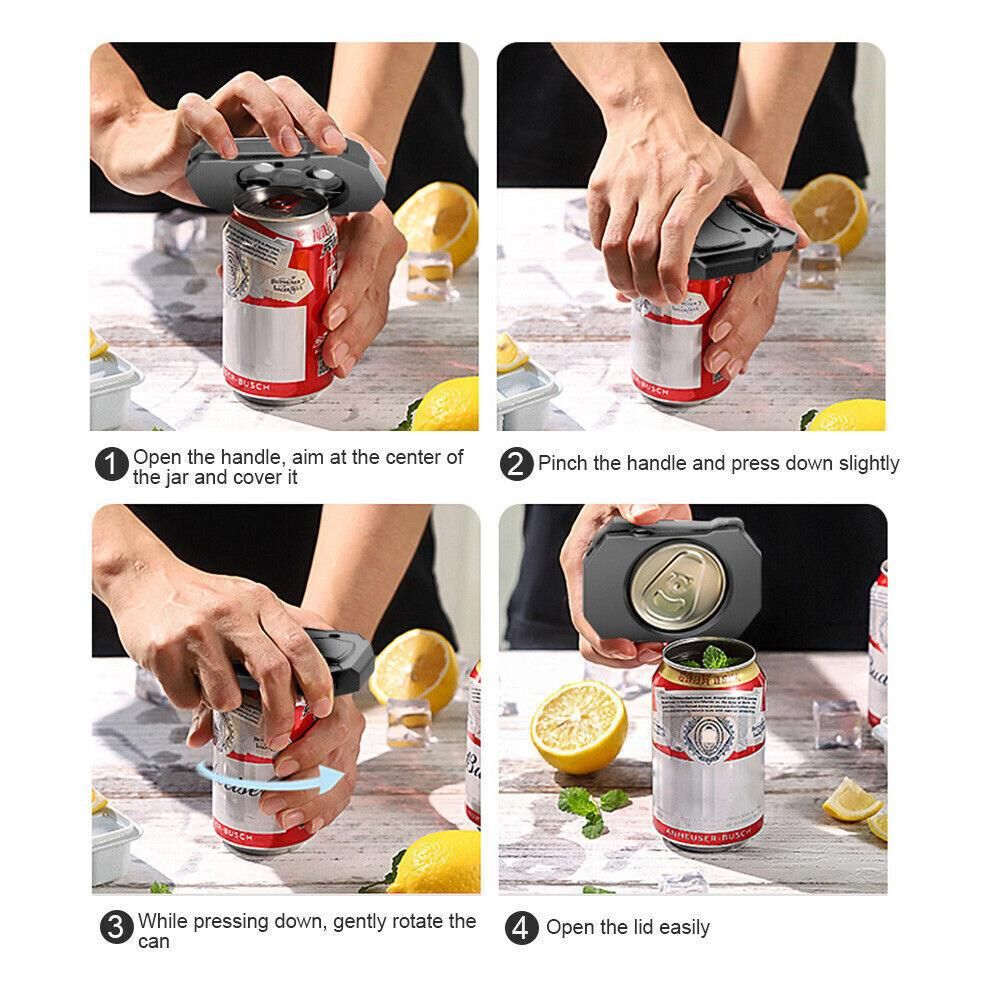 Topless Can Opener Manual Kitchen Tool for Beer Soda and Tin Bottles - Black view 5