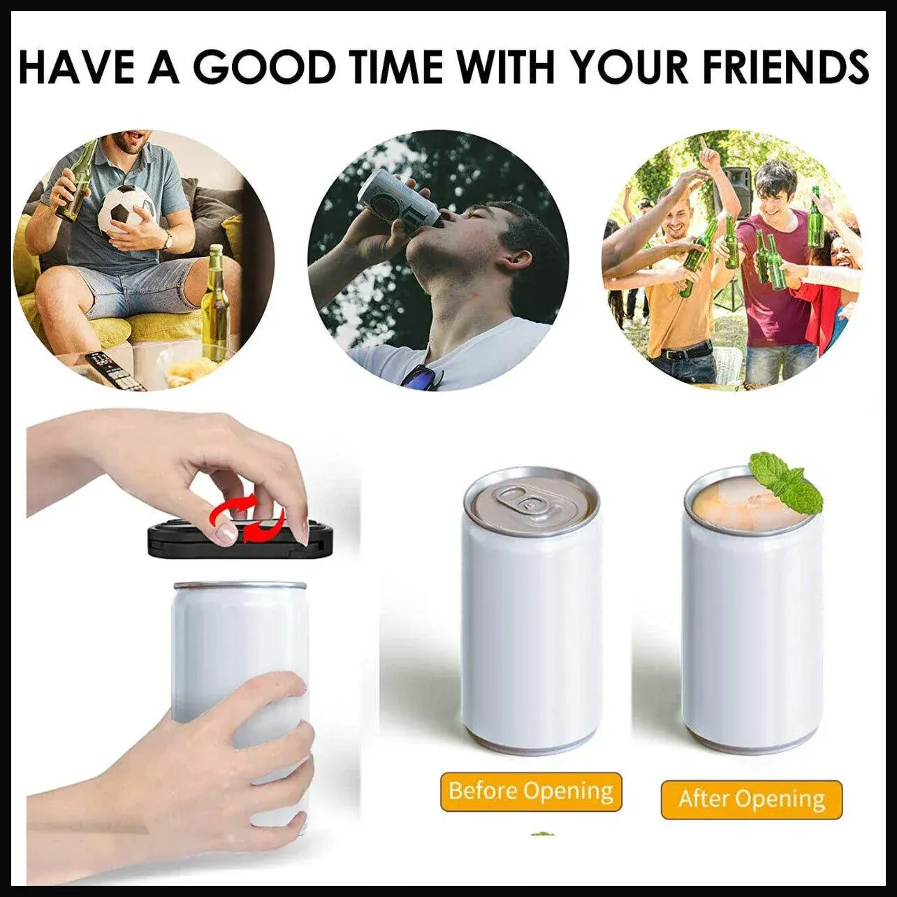 Topless Can Opener Manual Kitchen Tool for Beer Soda and Tin Bottles - Black view 13