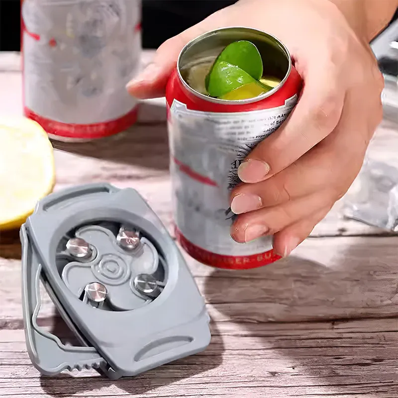Topless Can Opener Manual Kitchen Tool for Beer Soda and Tin Bottles - Grey view 8