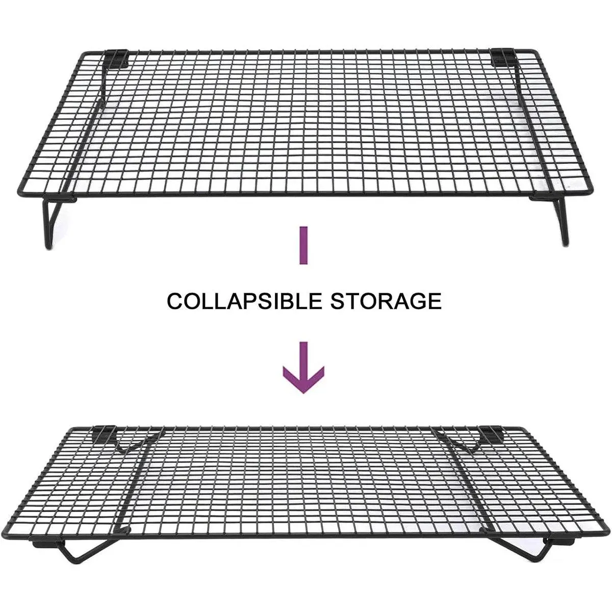 Collapsible Black Mesh Cake Cooling Rack Foldable Baking Tray for Kitchen Use view 5