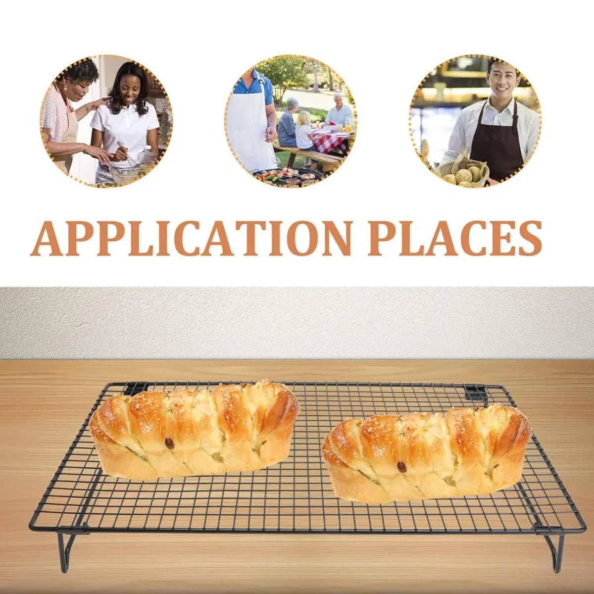 Collapsible Black Mesh Cake Cooling Rack Foldable Baking Tray for Kitchen Use view 6
