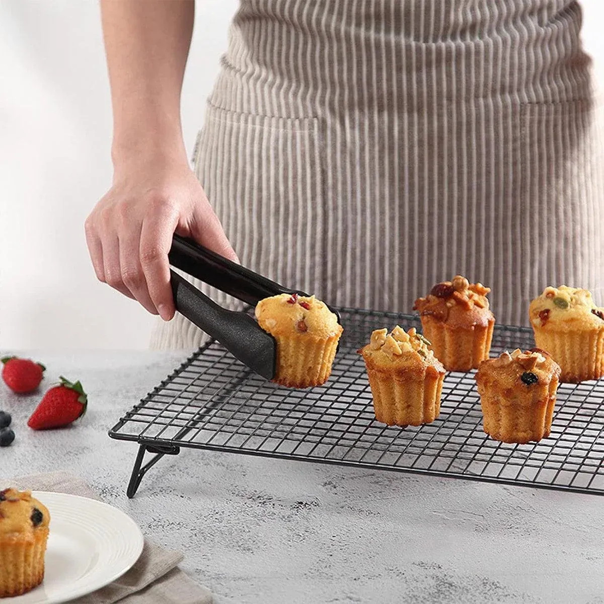 Collapsible Black Mesh Cake Cooling Rack Foldable Baking Tray for Kitchen Use view 13