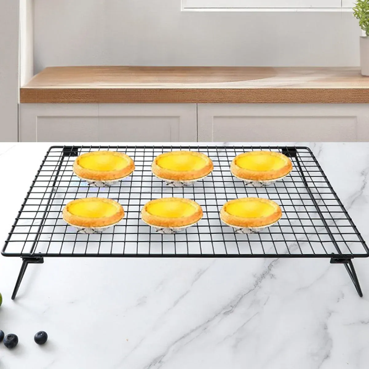 Collapsible Black Mesh Cake Cooling Rack Foldable Baking Tray for Kitchen Use view 15