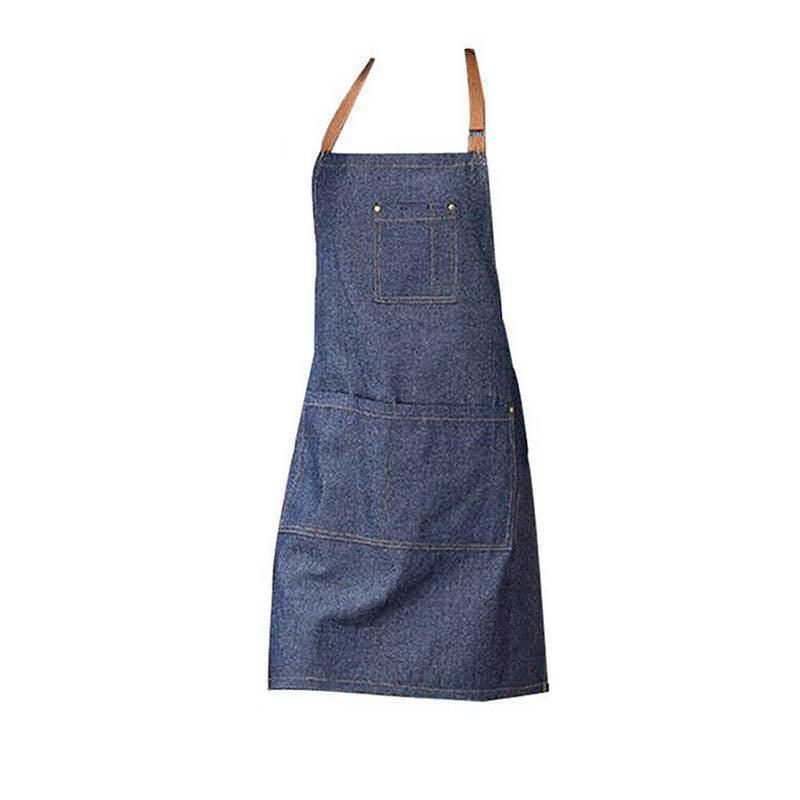 Adjustable Denim Apron Pocket Hanging Neck Cooking Kitchen Baking Bar Cafe Chefs view 2
