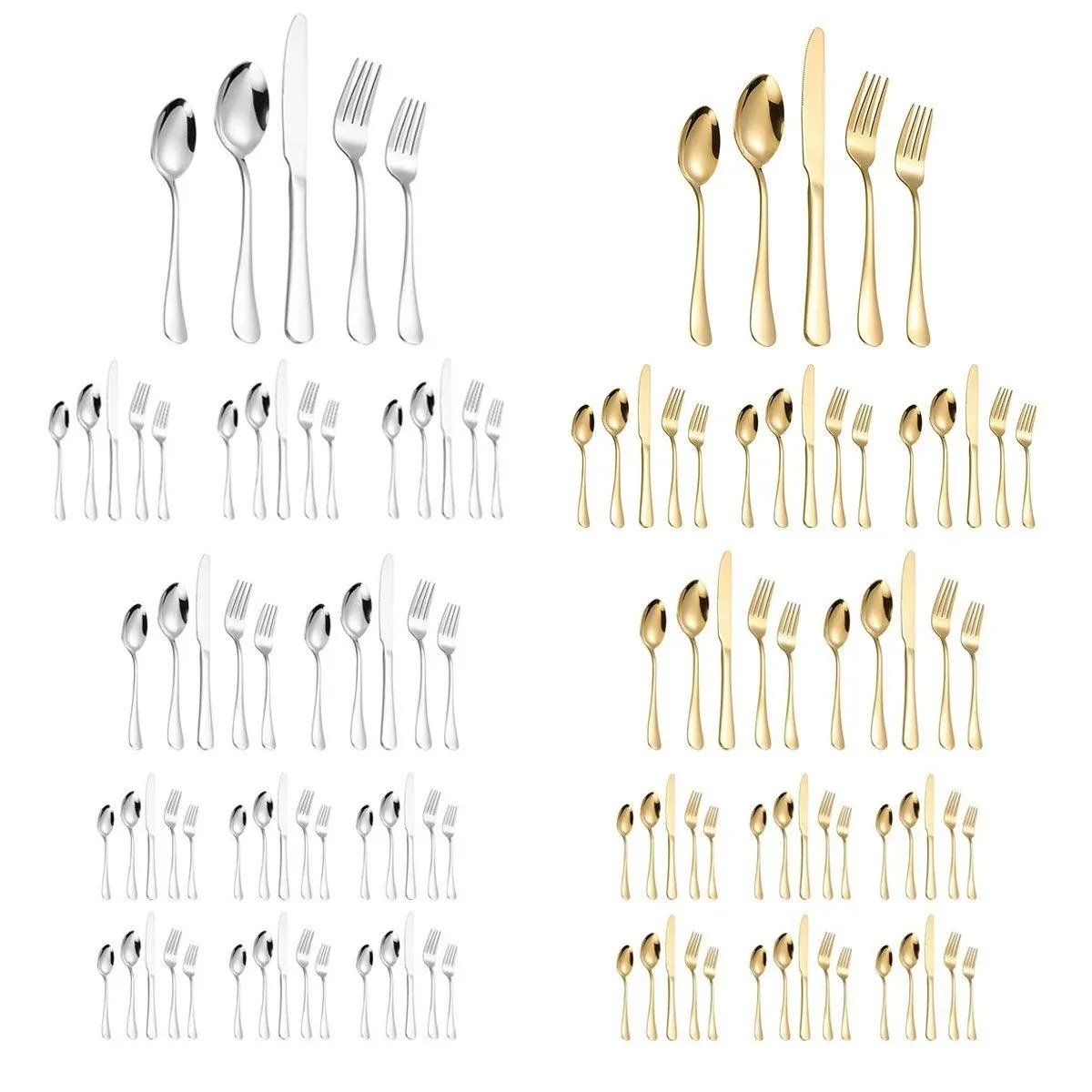 20/40pcs Stainless Steel Cutlery Set Knife Fork Spoon Western Hotel Tableware view 3