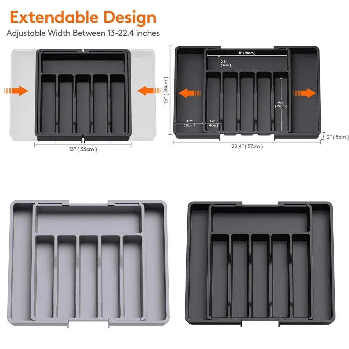 Extendable Cutlery Storage Box Household Portable Retractable Tray Organizer view 4