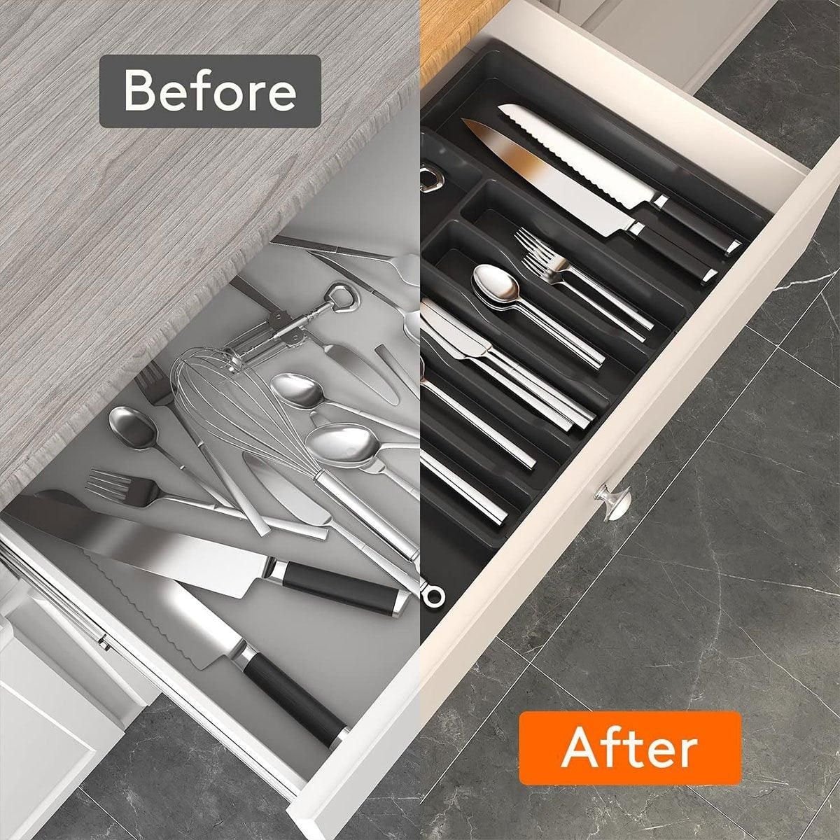 Extendable Cutlery Storage Box Household Portable Retractable Tray Organizer view 12