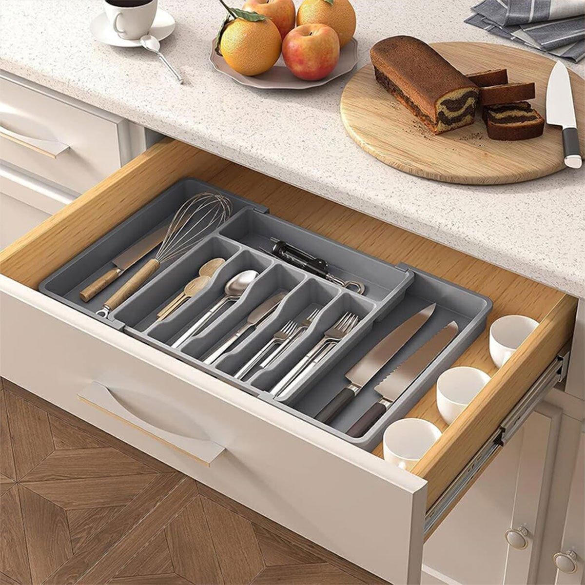 Extendable Cutlery Storage Box Household Portable Retractable Tray Organizer view 13