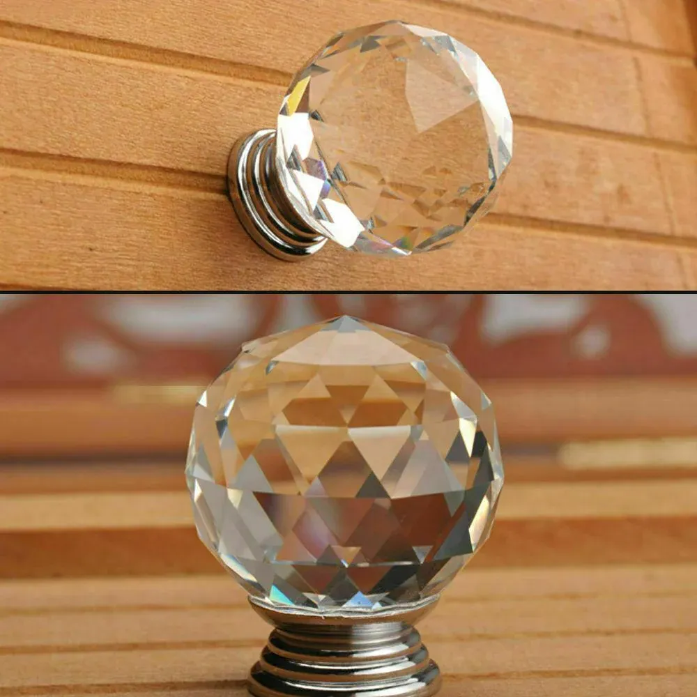 Crystal Glass Cabinet Knobs Drawer Pull Handles Cupboard Door Knob with Screws view 8