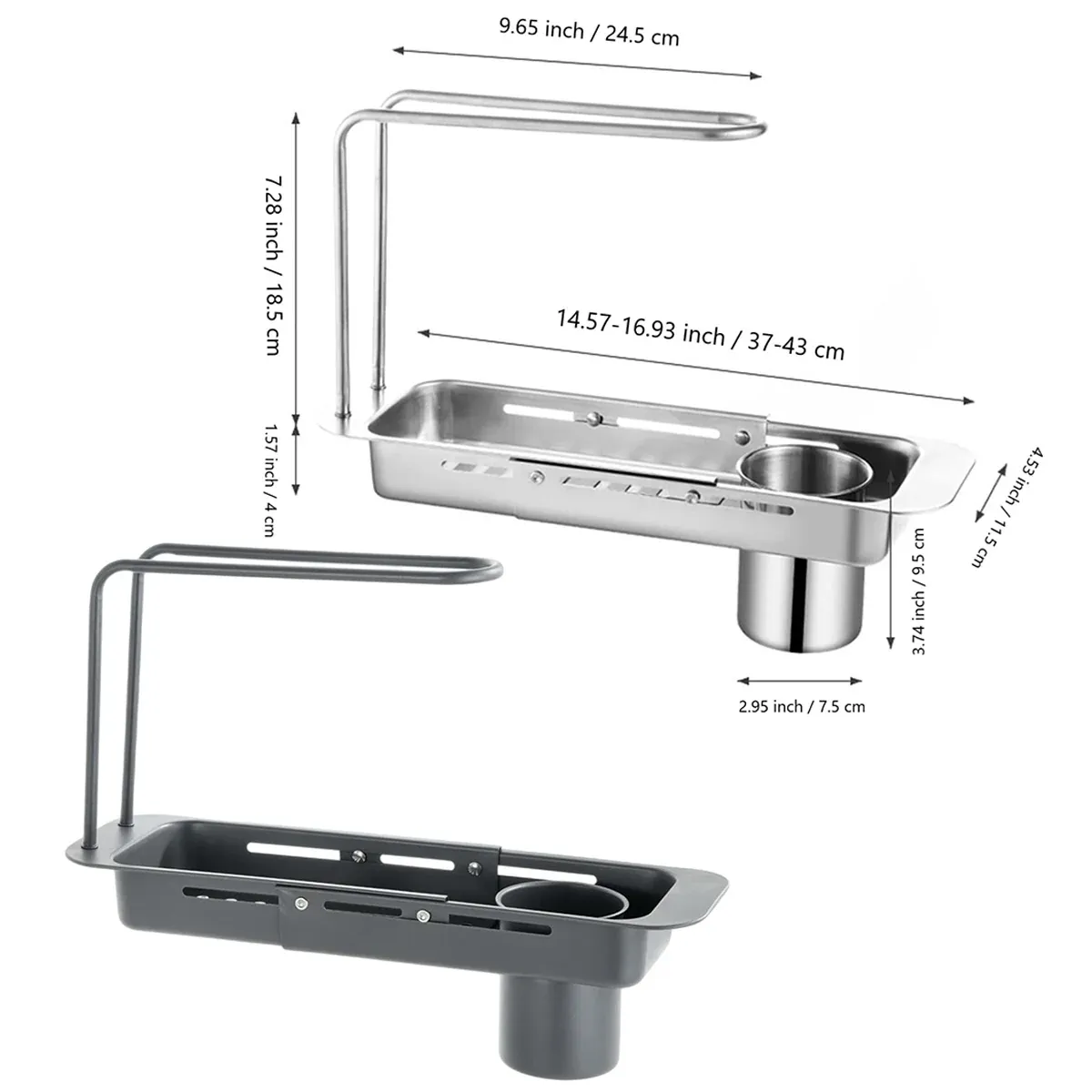 Retractable Kitchen Sink Draining Rack Water Filter Basket Storage Shelf Home view 4