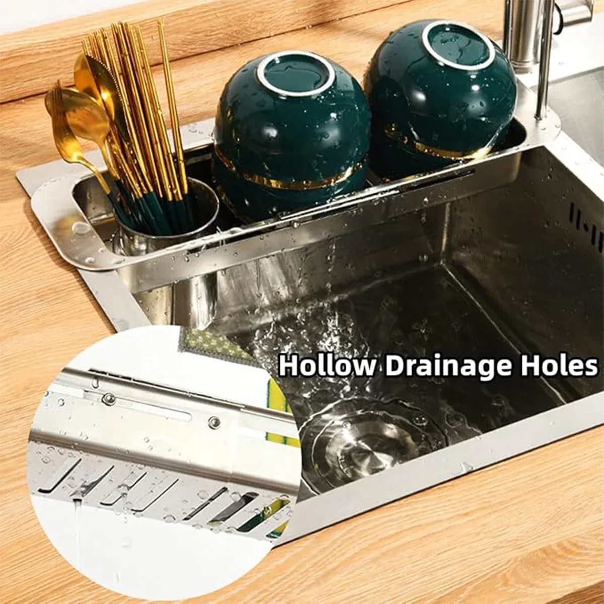 Retractable Kitchen Sink Draining Rack Water Filter Basket Storage Shelf Home view 7