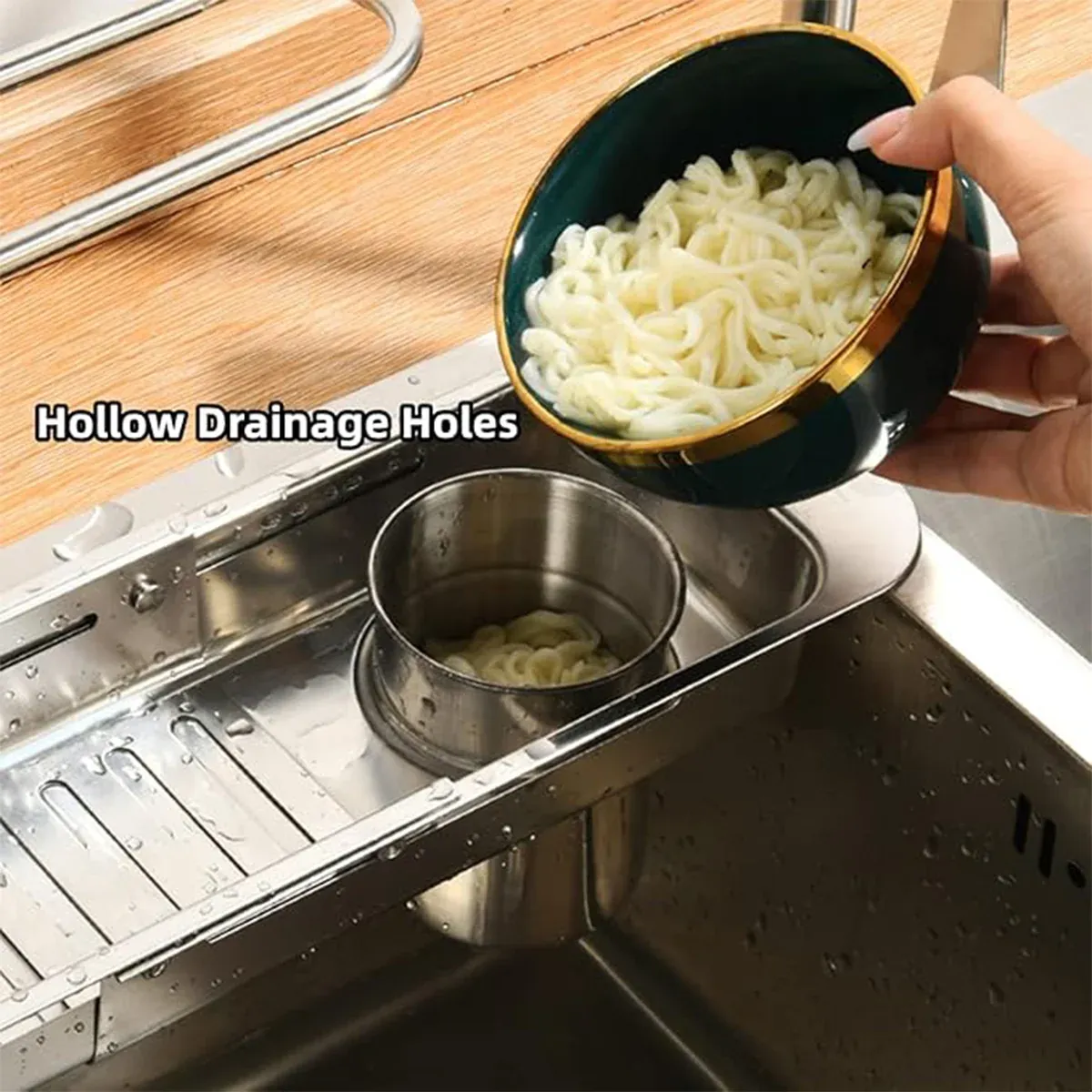 Retractable Kitchen Sink Draining Rack Water Filter Basket Storage Shelf Home view 10