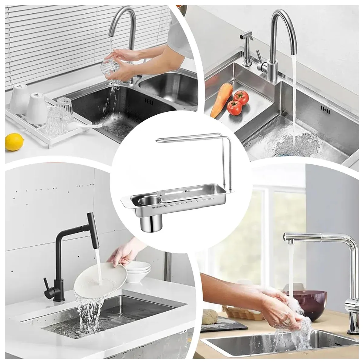 Retractable Kitchen Sink Draining Rack Water Filter Basket Storage Shelf Home view 12