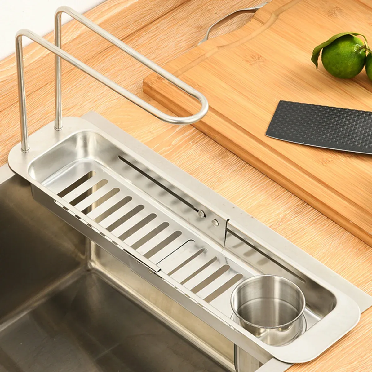 Retractable Kitchen Sink Draining Rack Water Filter Basket Storage Shelf Home view 15
