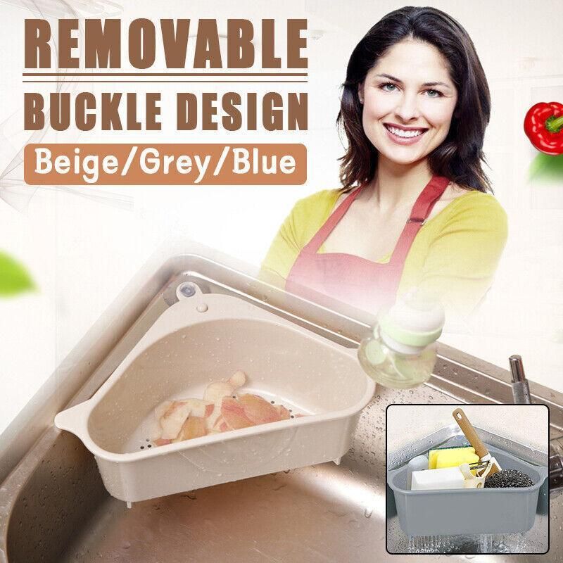 Triangle Sink Kitchen Storage Drain Basket Rack Shelf Holder Strainer view 2