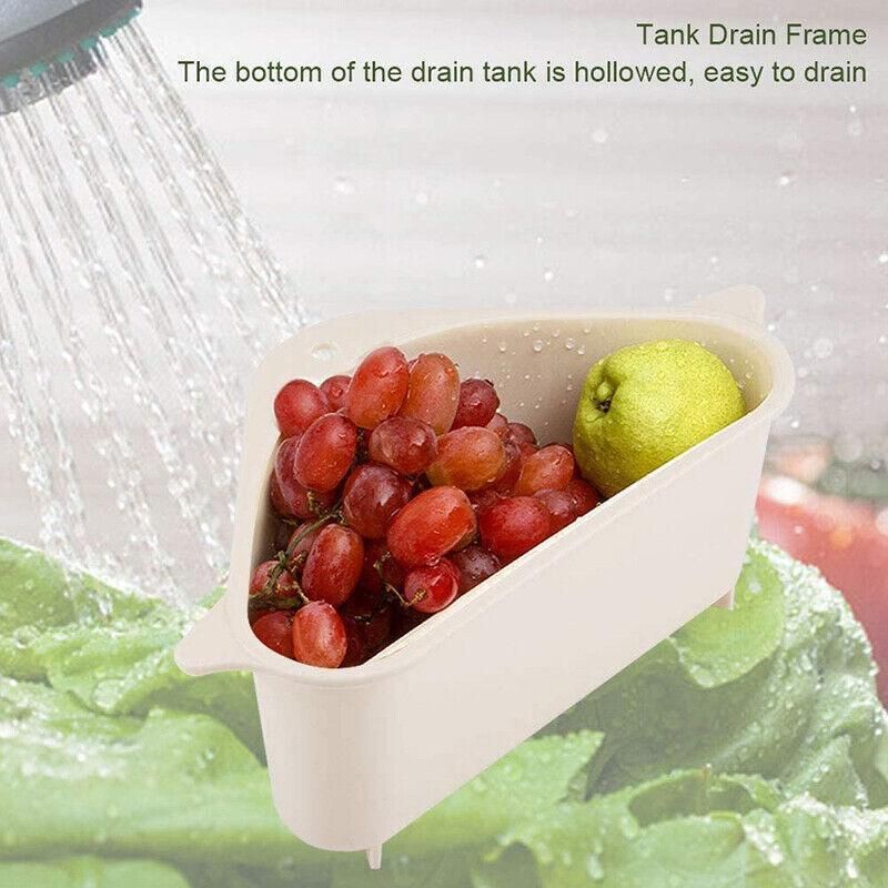 Triangle Sink Kitchen Storage Drain Basket Rack Shelf Holder Strainer view 3