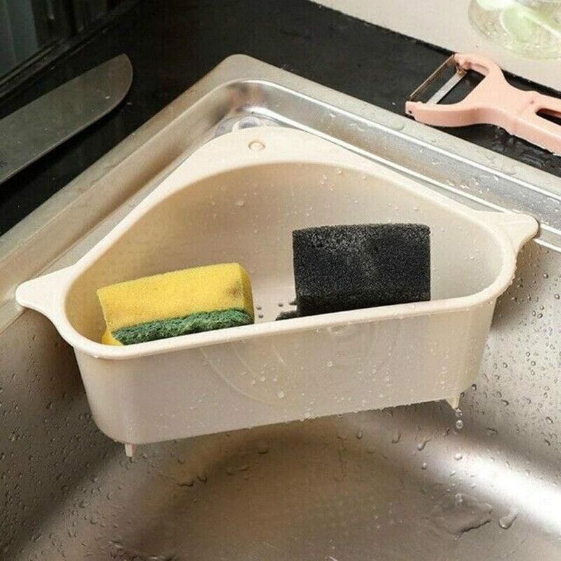 Triangle Sink Kitchen Storage Drain Basket Rack Shelf Holder Strainer view 7