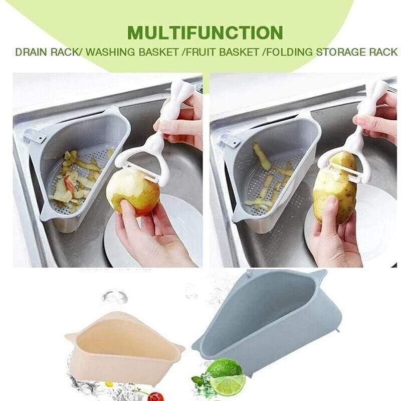 Triangle Sink Kitchen Storage Drain Basket Rack Shelf Holder Strainer view 8