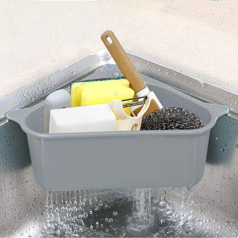 Triangle Sink Kitchen Storage Drain Basket Rack Shelf Holder Strainer view 9