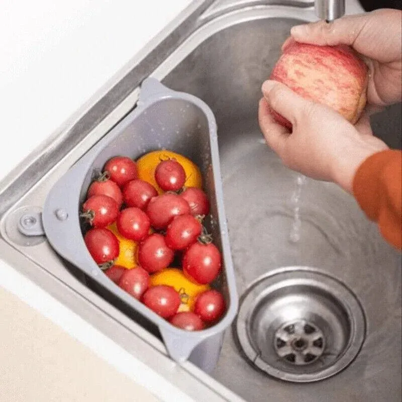 Triangle Sink Kitchen Storage Drain Basket Rack Shelf Holder Strainer view 10
