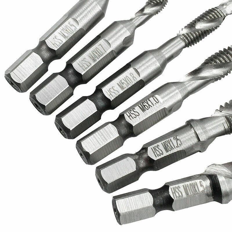 6X Hss Hex Shank Tap Drill Bits Metric Thread Screw Tapping Compound Set Tool view 6