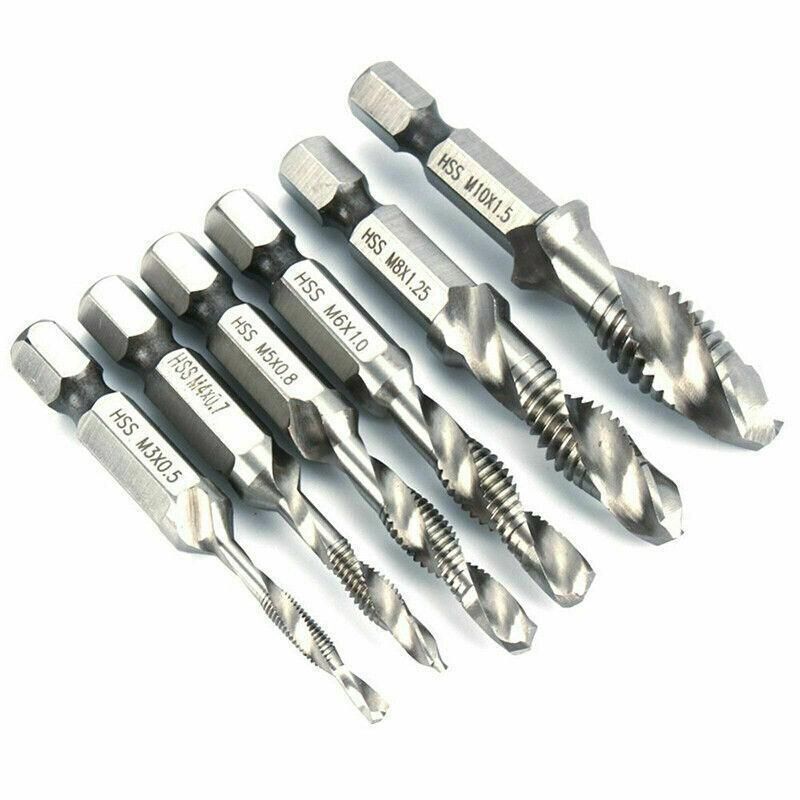 6X Hss Hex Shank Tap Drill Bits Metric Thread Screw Tapping Compound Set Tool view 12