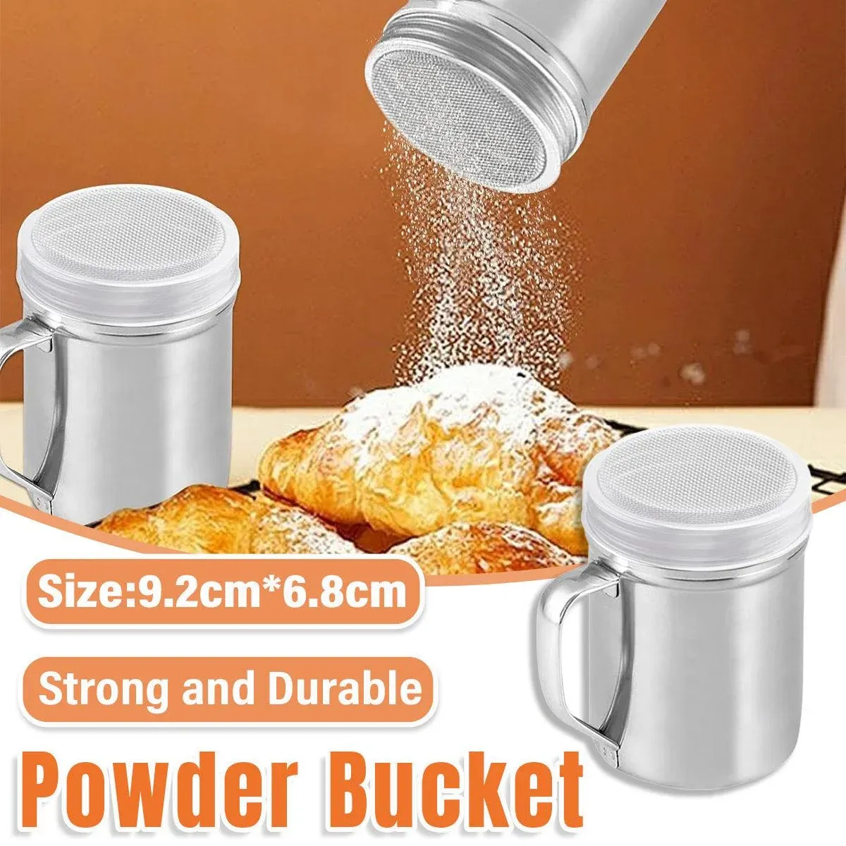 Stainless Steel Powder Shaker Mesh Sugar Flour Dispenser Spice Baking Tool — image 1