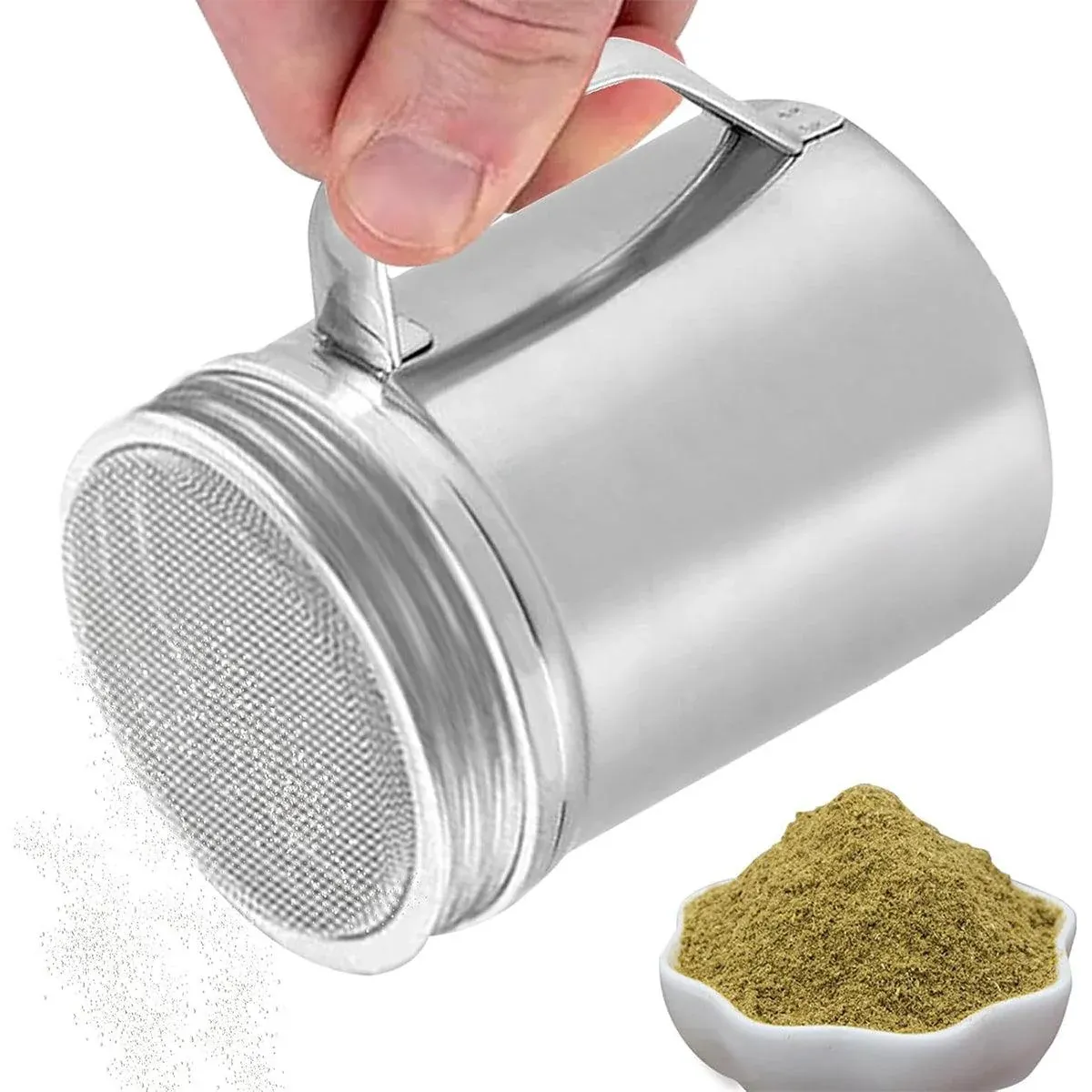 Stainless Steel Powder Shaker Mesh Sugar Flour Dispenser Spice Baking Tool view 13