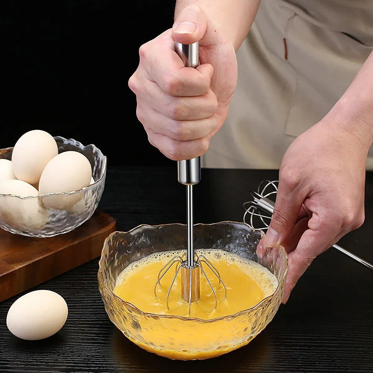 Stainless Steel Semi-Automatic Egg Beater Hand Pressed Kitchen Baking Tool view 12