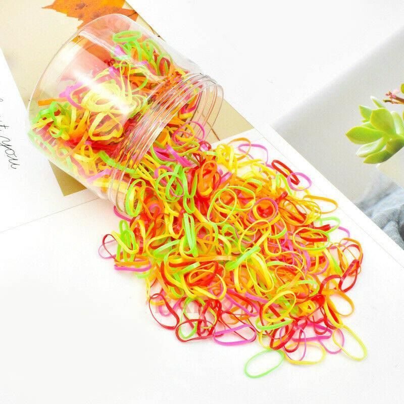 400pcs Small Elastic Rubber Band Hair Ties Multi Colour Black Ponytail Holders view 6