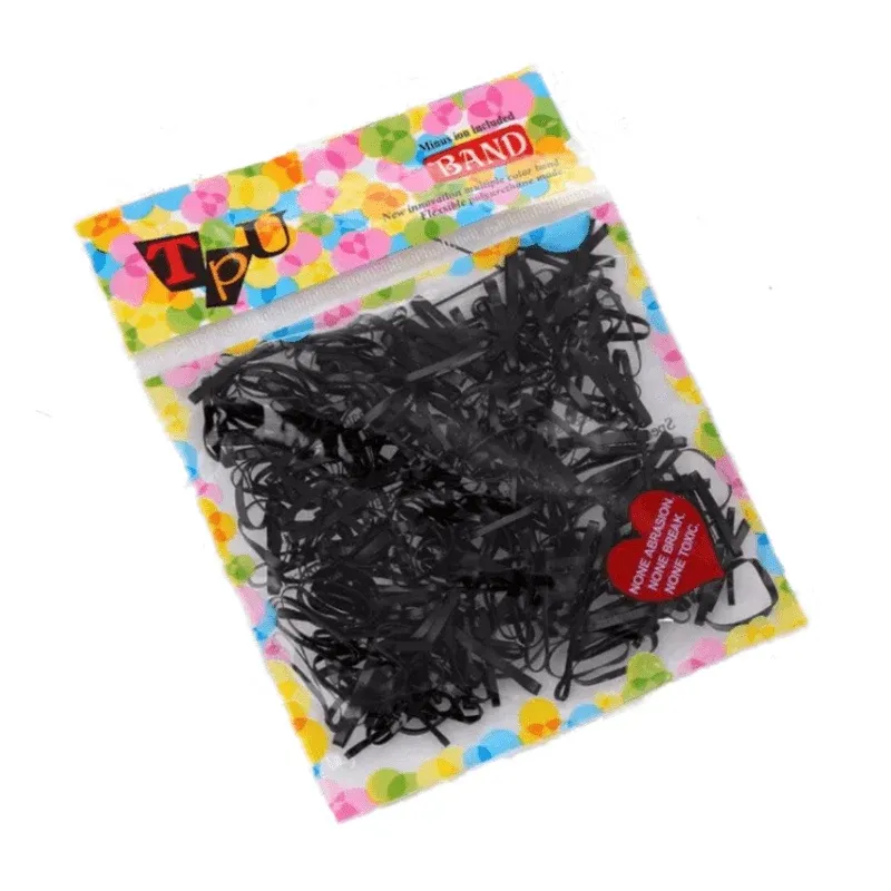 400pcs Small Elastic Rubber Band Hair Ties Multi Colour Black Ponytail Holders view 5