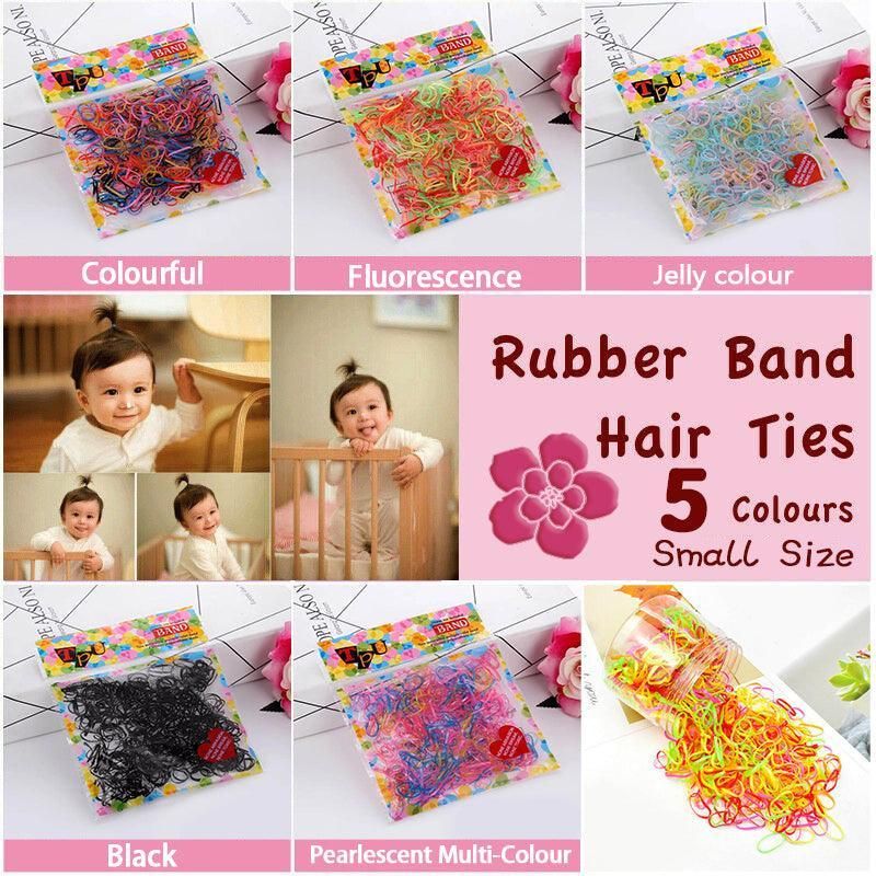 400pcs Small Elastic Rubber Band Hair Ties Multi Colour Black Ponytail Holders view 2