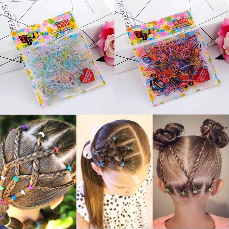 400pcs Small Elastic Rubber Band Hair Ties Multi Colour Black Ponytail Holders view 3