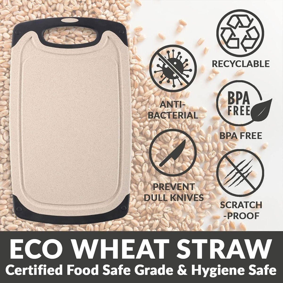 3PCS Wheat Straw Cutting Board Kitchen Chopping Board for Vegetables Meat Fruit view 4