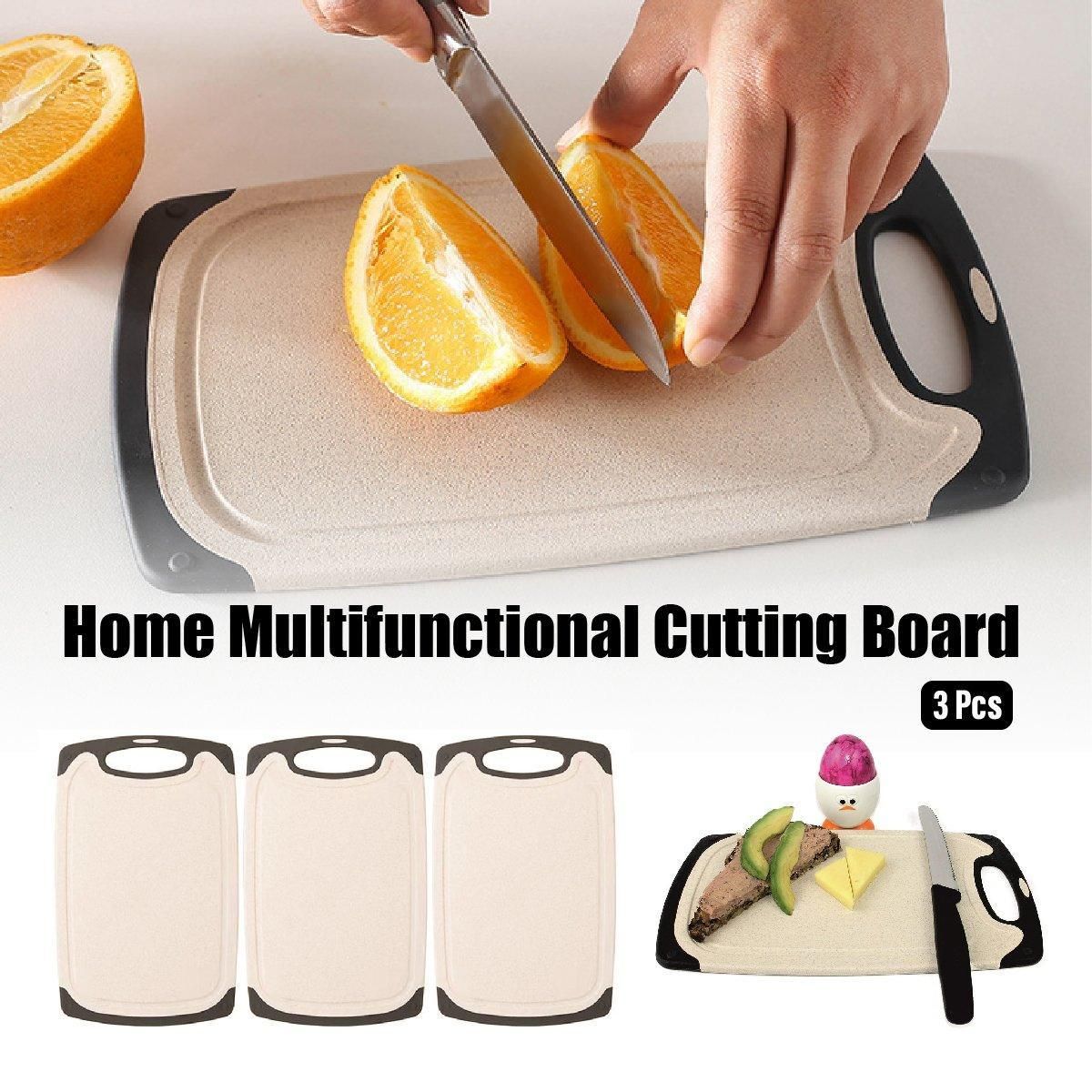 3PCS Wheat Straw Cutting Board Kitchen Chopping Board for Vegetables Meat Fruit view 12