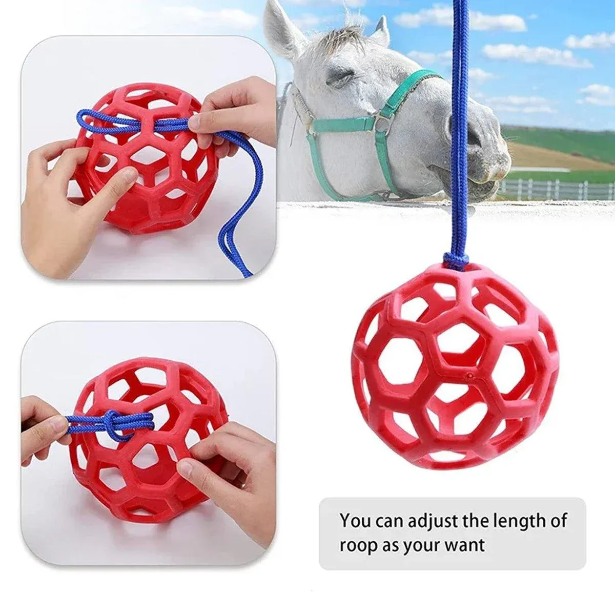 Hanging Hay Feeders Stable Feed Polo Feeding Balls Toy for Horses and view 5