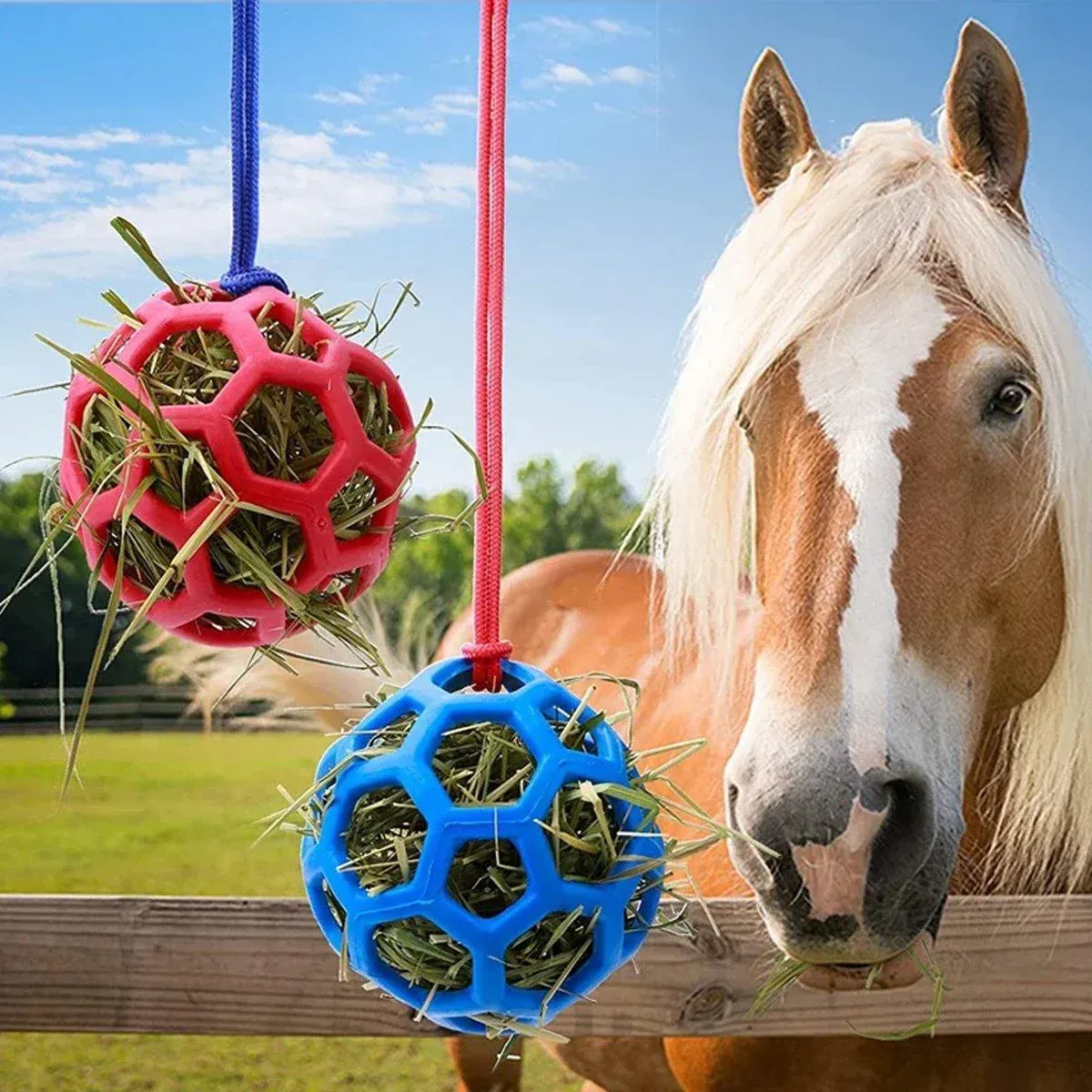 Hanging Hay Feeders Stable Feed Polo Feeding Balls Toy for Horses and view 11