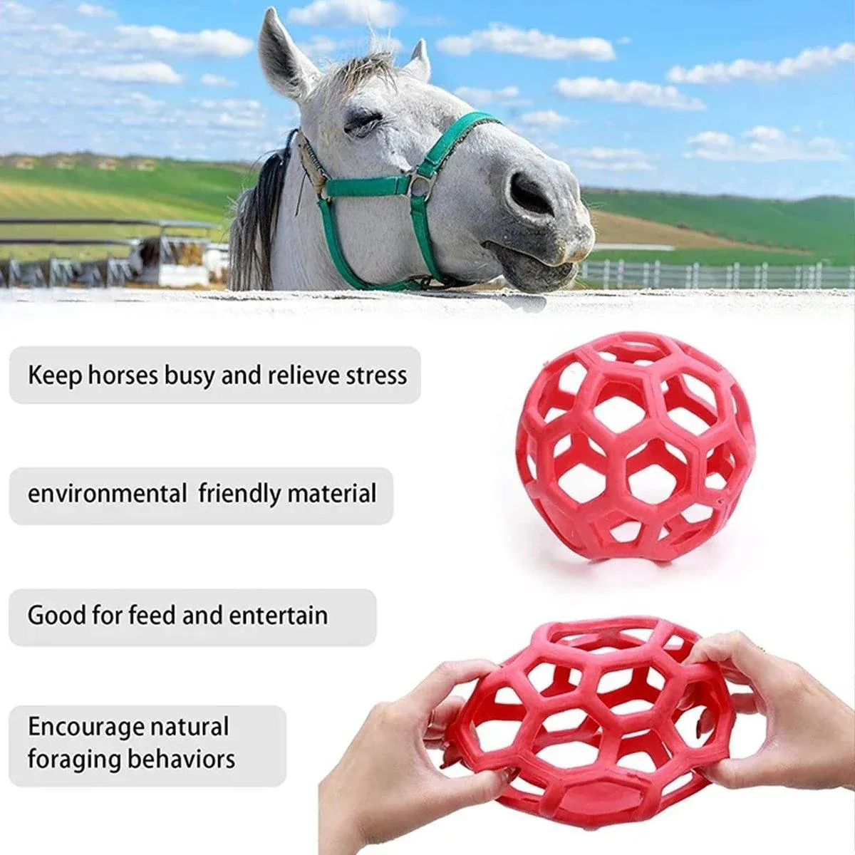 Hanging Hay Feeders Stable Feed Polo Feeding Balls Toy for Horses and view 4