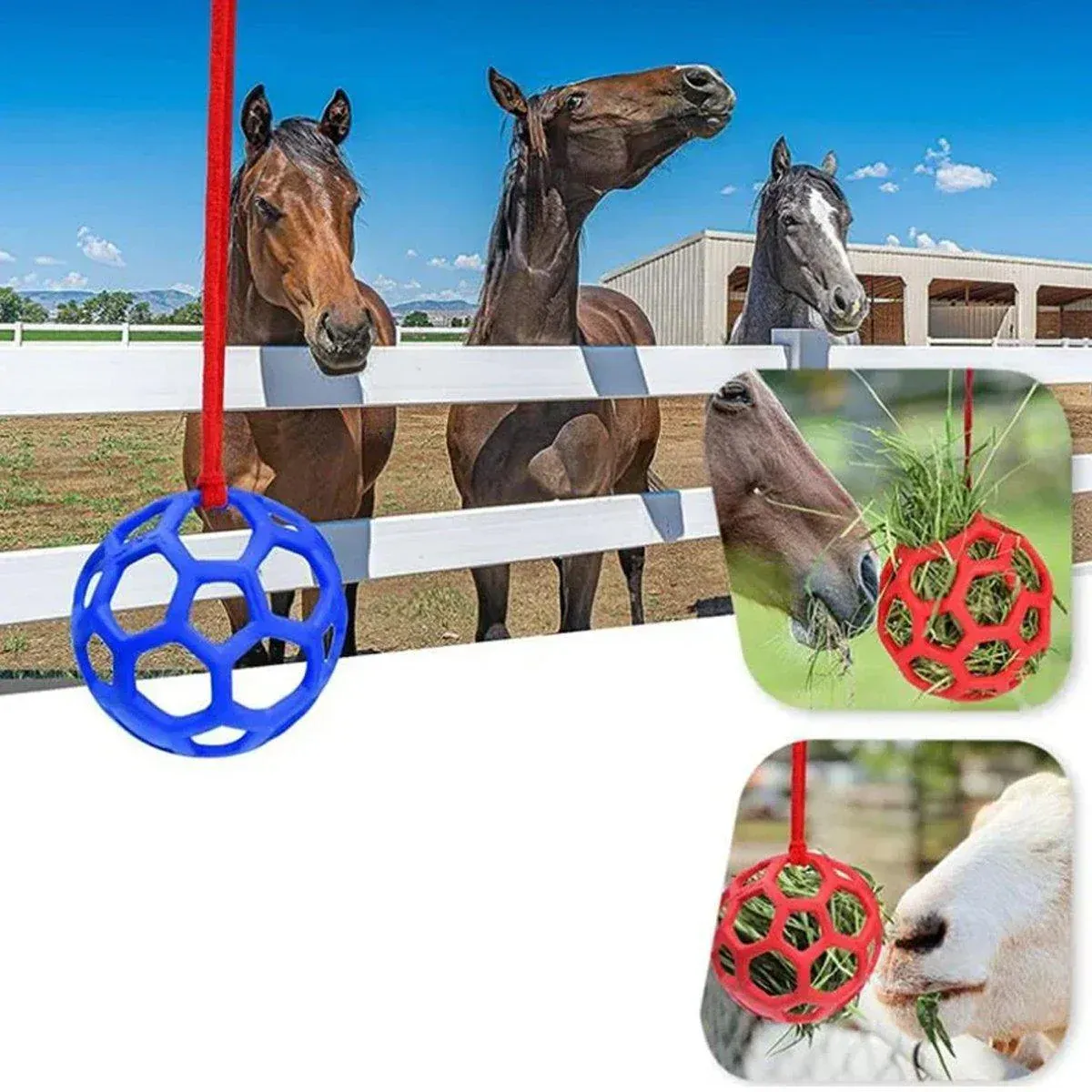 Hanging Hay Feeders Stable Feed Polo Feeding Balls Toy for Horses and view 13