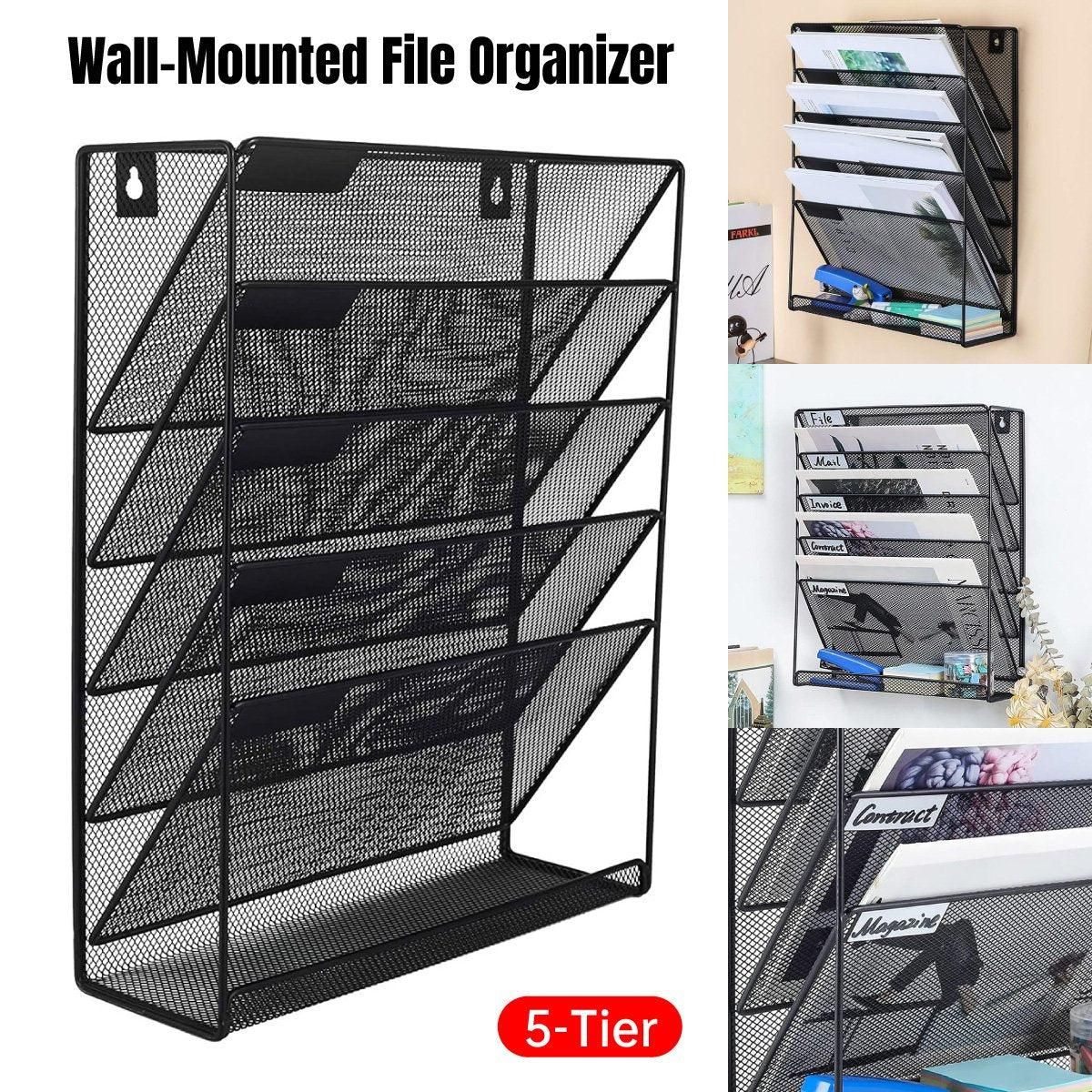 5 Tier Iron File Organiser Desktop File Management Shelf for Office Storage Desk — image 1
