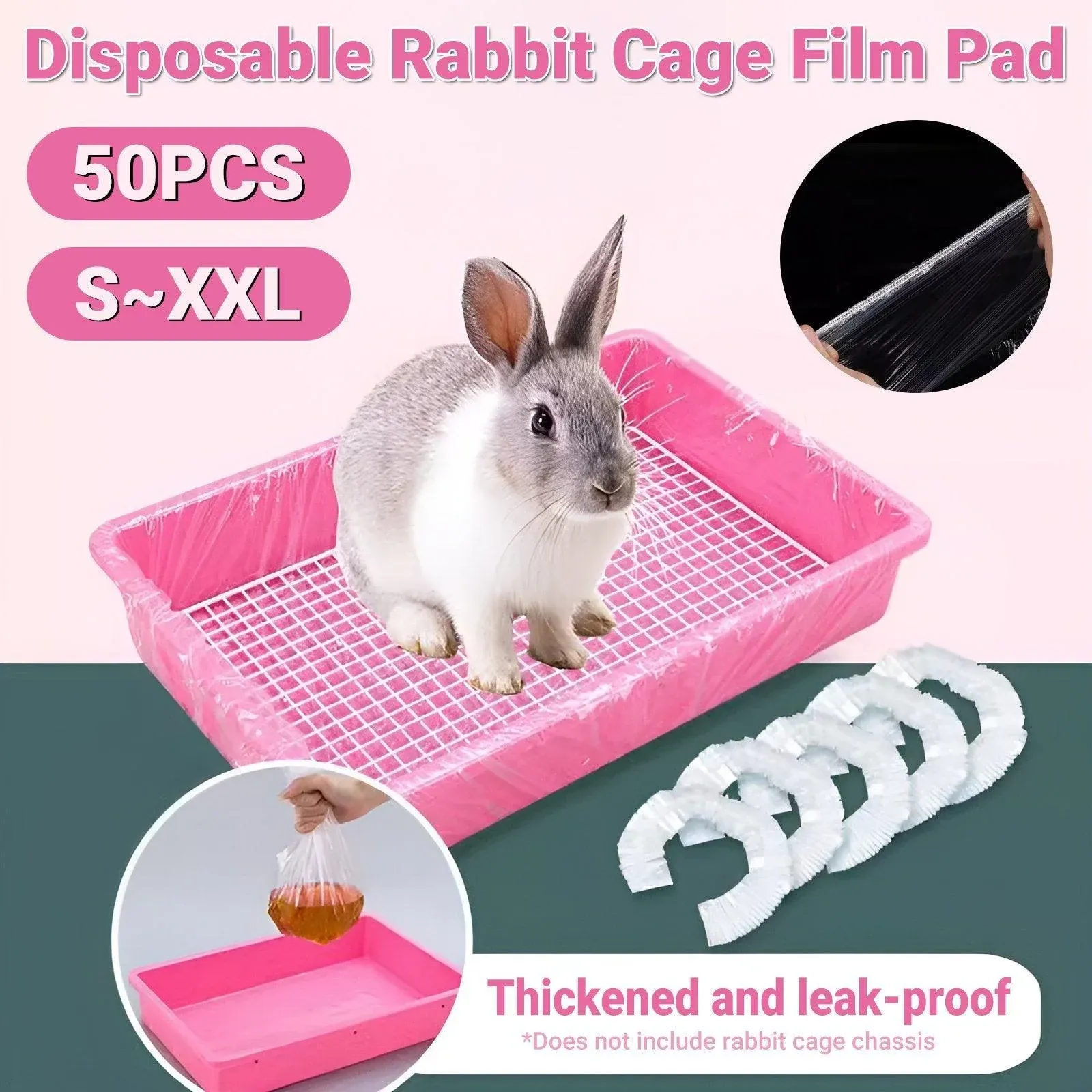 50Pcs Rabbit Cage Liners Disposable Plastic Mat Films Hamster Cage Cleaning view 8