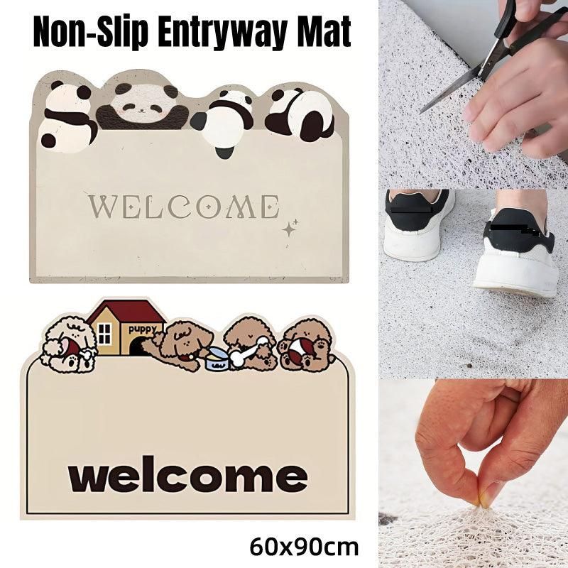 Cartoon Non Slip Household Silk Circle Floor Mat Durable Entryway Rug Can Be view 2