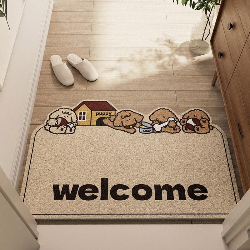Cartoon Non Slip Household Silk Circle Floor Mat Durable Entryway Rug Can Be view 5