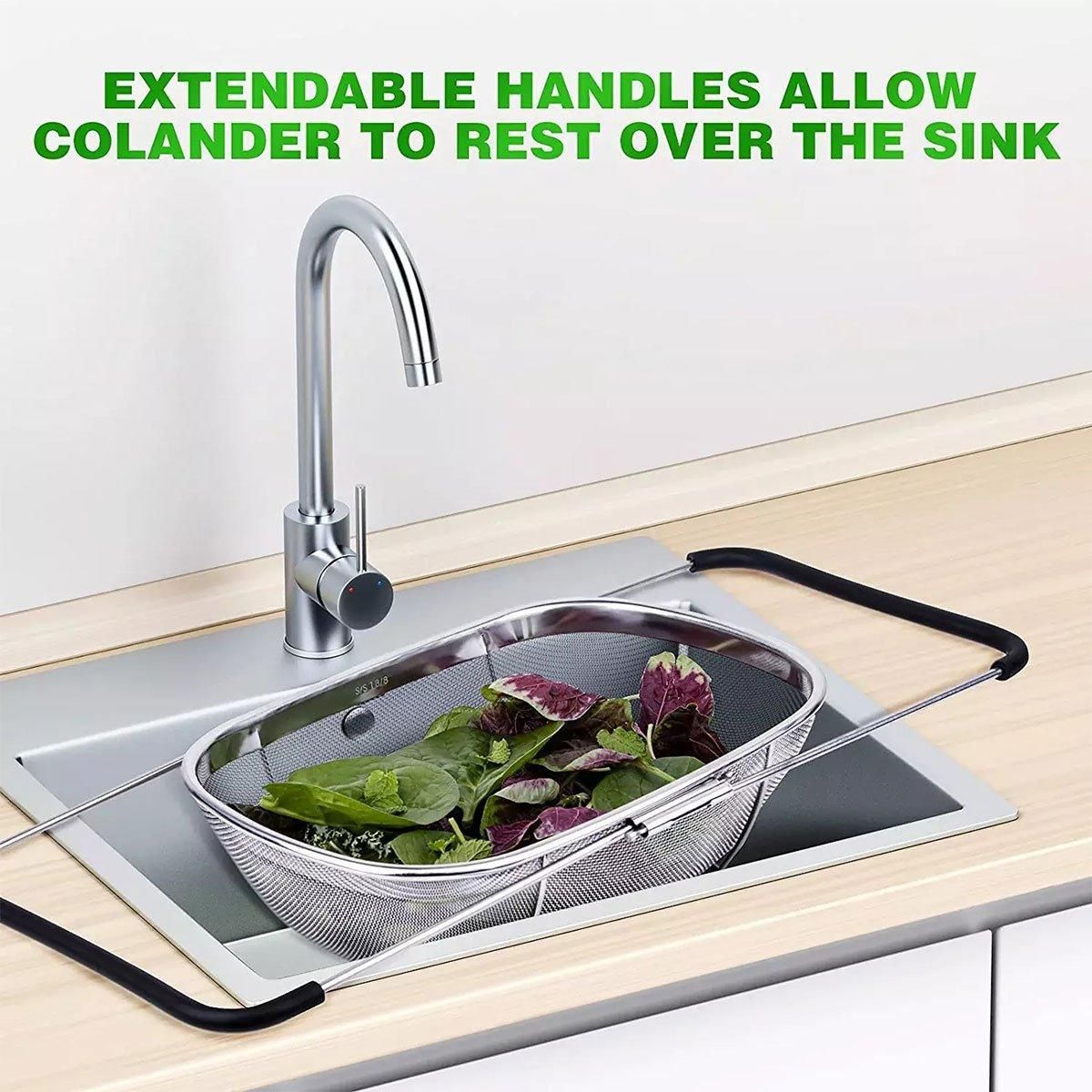 Stainless Steel Telescopic Sink Basket Multipurpose Fruit Vegetable Strainer view 11