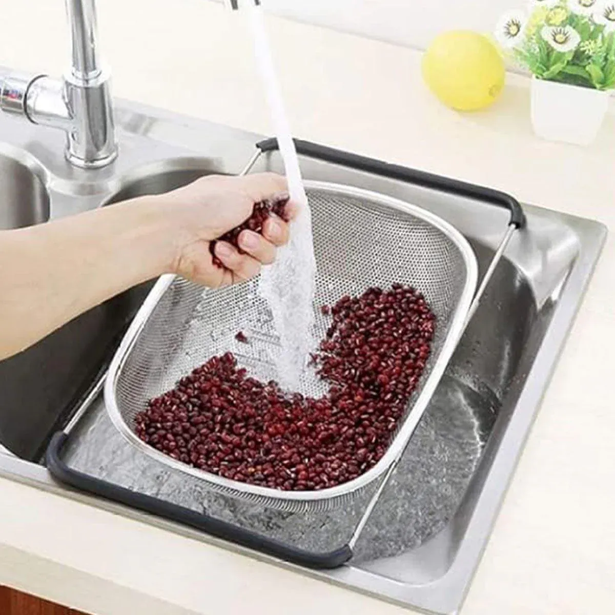 Stainless Steel Telescopic Sink Basket Multipurpose Fruit Vegetable Strainer view 15