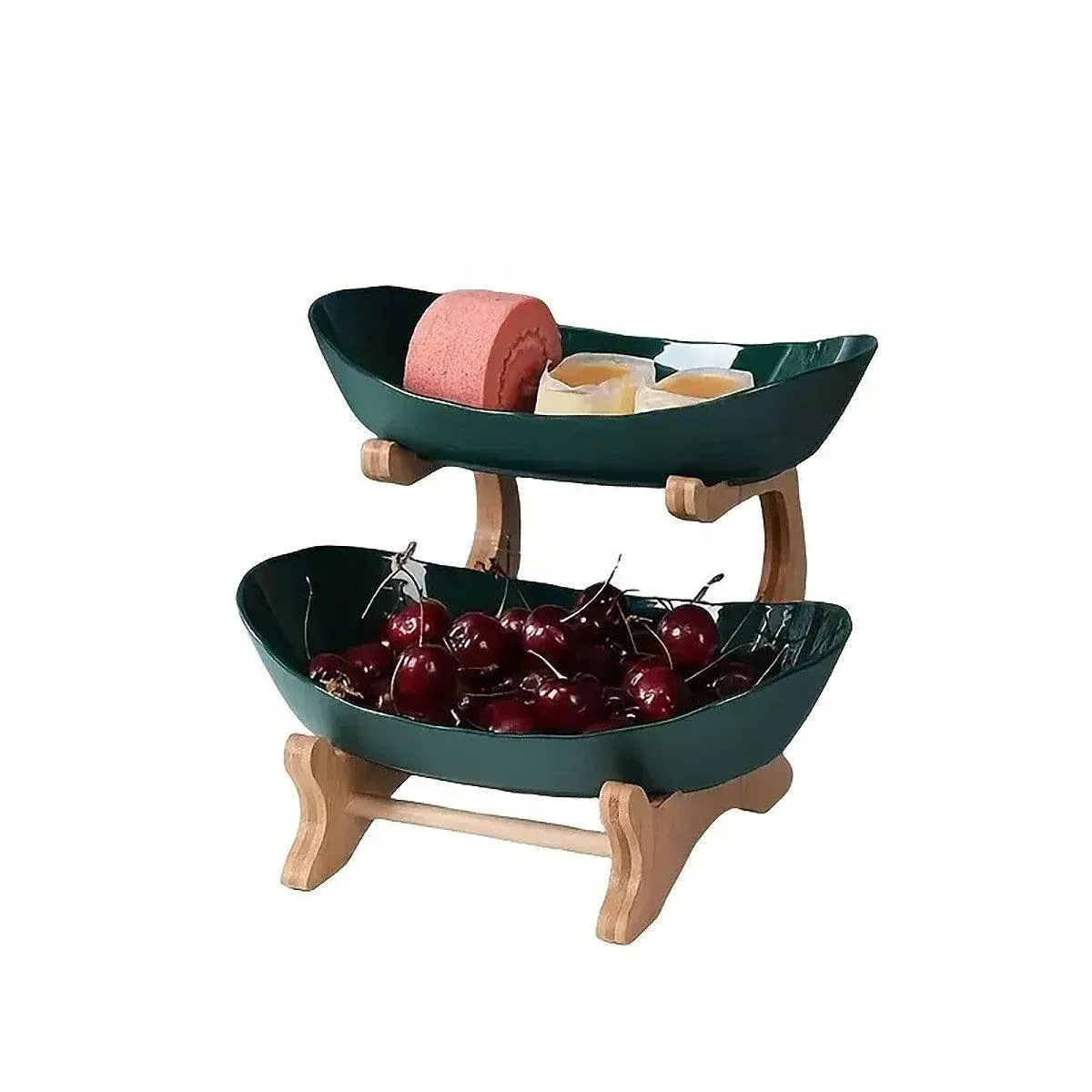 Modern Multi-layer Bamboo Fruit Snack Plate Rack Creative Living Room Plate — image 1