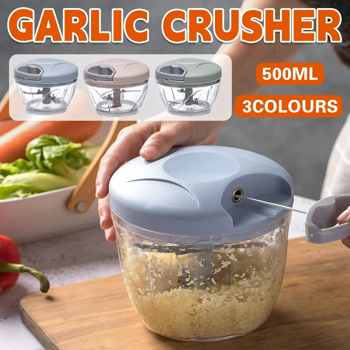500ml Manual Meat Mincer Garlic Chopper Rotate Garlic Press Crusher Vegetable view 2