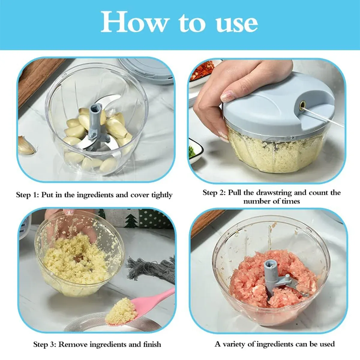 500ml Manual Meat Mincer Garlic Chopper Rotate Garlic Press Crusher Vegetable view 6