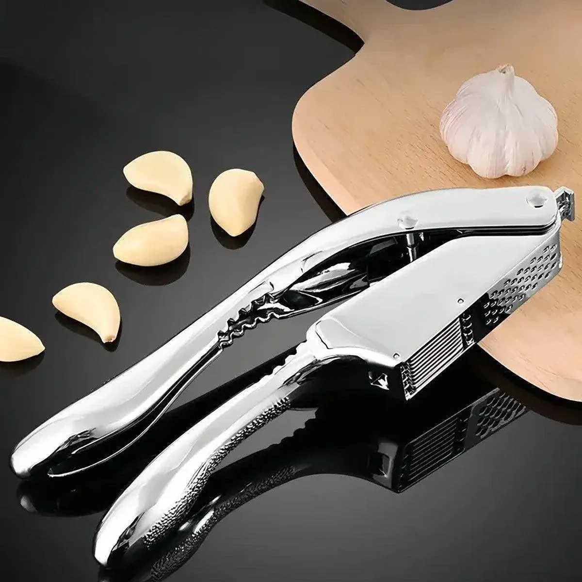 Multifunctional Garlic Press Aluminum Alloy Two-in-One Garlic Cutter Masher Tool view 11