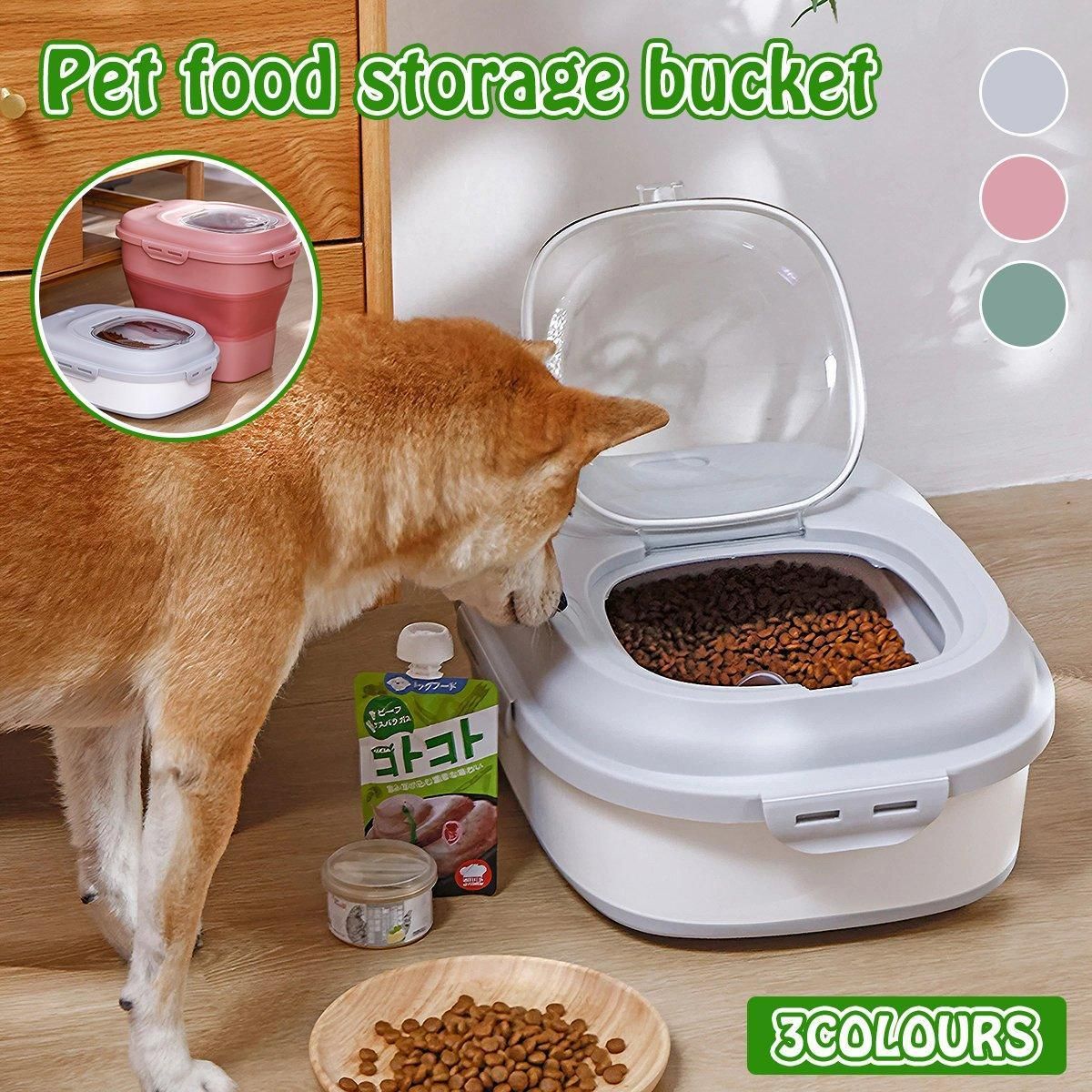 Large Capacity Pet Food Storage Box Foldable Design with Seal Lid - Grey view 2